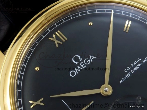 0124 WeatherProof De Ville Power Reserve YG MKF 1:1 Best Edition Black Dial on Black Leather Strap A 7758